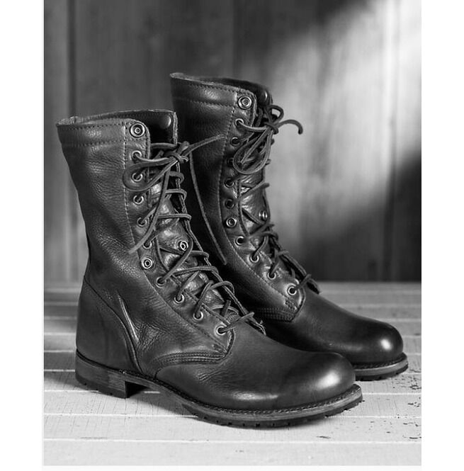 Men Black Combat Boots Military Style Leather Boots Army Boot Rangoli Collections