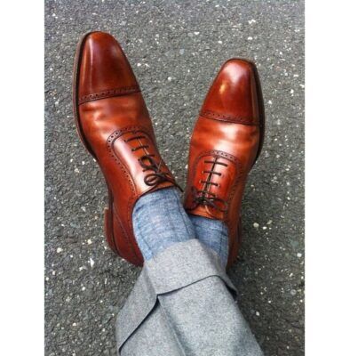 Handmade Brown Oxford Shoes, Dress Shoes For Men, Brown Leather Shoes ...